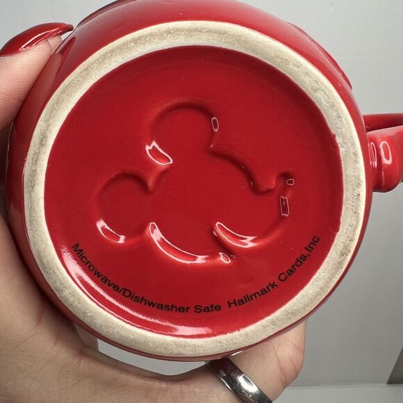 Disney Mickey Mouse Minnie Mouse Mug Cup Red 3D Embossed Images Hallmark - Picture 9 of 11